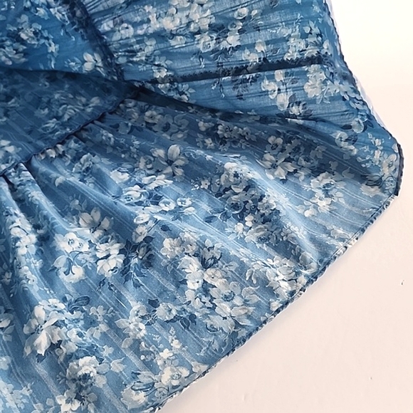Harold Williams Dress Tiered Mid Length Blue White Floral Cotton Blend Size 16 - Picture 6 of 10
